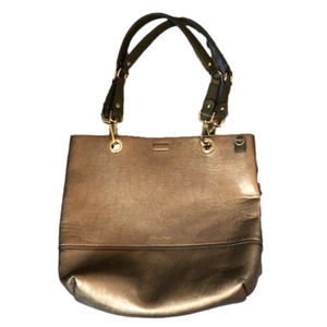 Calvin Klein Gold Shoulder Purse with Green Straps.